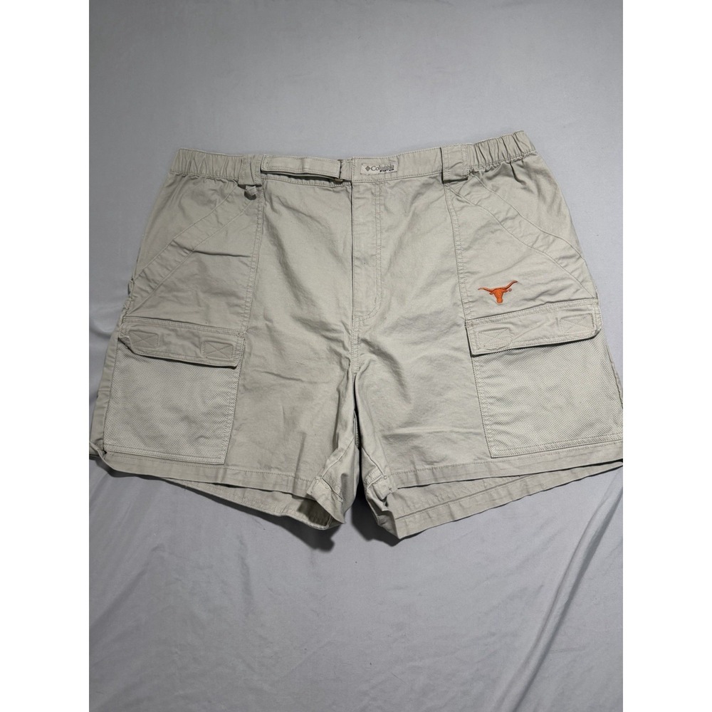 Columbia sportswear PFG biege 'Longhorns' cargo pocket shorts, men's xxl